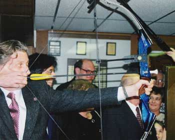 Prince Filip of Belgium shooting archery in 1998